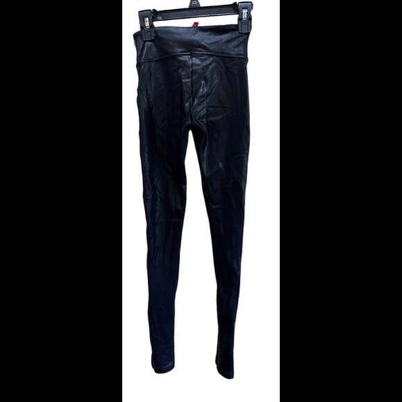 Spanx Pants Womens Extra Small Petite Black Leggings Faux Leather - Picture 2 of 3